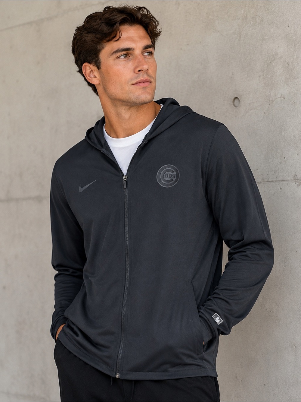 Nike Men's Chicago Cubs Charcoal Full‑Zip Hooded Jacket